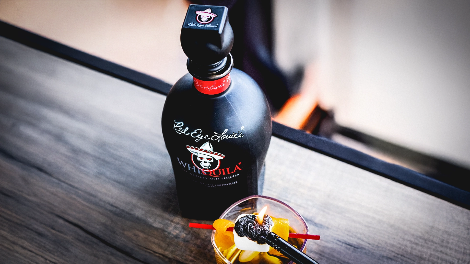 Red Eye Louie's Cocktails WhisQuila Cocktail Background - Red Eye Louie's